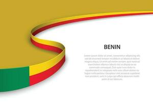 Wave flag of Benin with copyspace background. Banner or ribbon vector