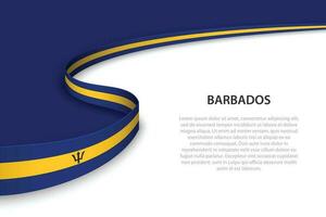 Wave flag of Barbados with copyspace background. vector