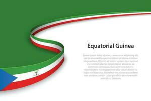 Wave flag of Equatorial Guinea with copyspace background. vector