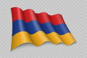 3d realista ondulación bandera de Armenia vector