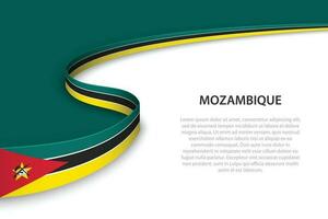 Wave flag of Mozambique with copyspace background. vector