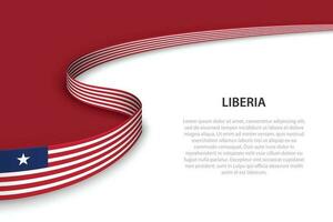 Wave flag of Liberia with copyspace background. vector