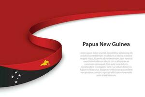 Wave flag of Papua New Guinea with copyspace background. vector