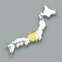 Chubu region location within Japan map vector