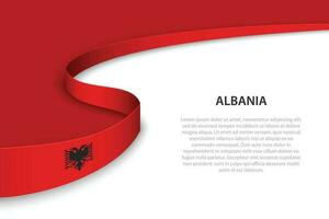 Wave flag of Albania with copyspace background vector