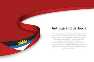 Wave flag of Antigua and Barbuda with copyspace background. vector