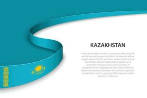 Wave flag of Kazakhstan with copyspace background vector