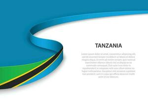 Wave flag of Tanzania with copyspace background. vector