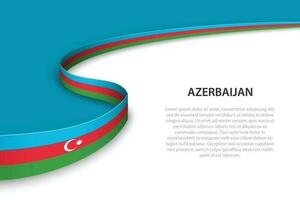 Wave flag of Azerbaijan with copyspace background vector