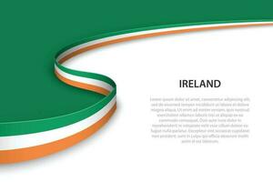 Wave flag of Ireland with copyspace background vector