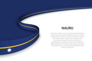 Wave flag of Nauru with copyspace background. vector