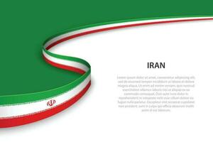 Wave flag of Iran with copyspace background vector