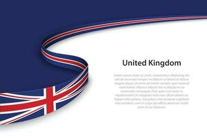 Wave flag of United Kingdom with copyspace background vector