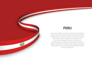 Wave flag of Peru with copyspace background. vector