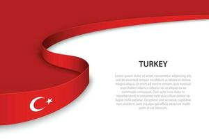 Wave flag of Turkey with copyspace background vector