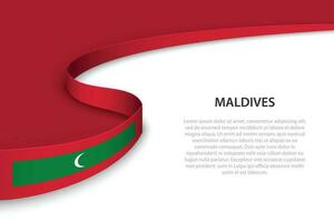 Wave flag of Maldives with copyspace background vector