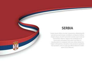 Wave flag of Serbia with copyspace background vector