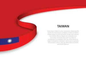 Wave flag of Taiwan with copyspace background vector