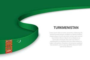 Wave flag of Turkmenistan with copyspace background vector