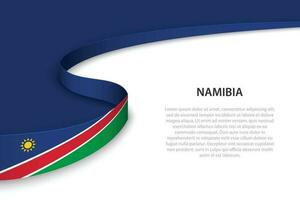 Wave flag of Namibia with copyspace background vector