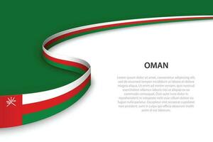 Wave flag of Oman with copyspace background vector