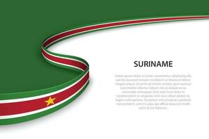 Wave flag of Suriname with copyspace background. vector