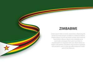 Wave flag of Zimbabwe with copyspace background. vector