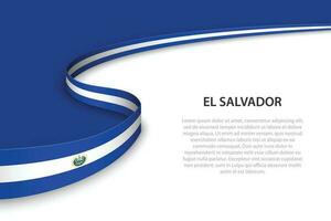 Wave flag of El Salvador with copyspace background. vector
