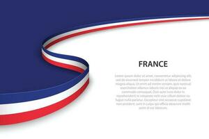 Wave flag of France with copyspace background vector