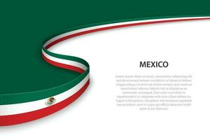 Wave flag of Mexico with copyspace background. vector