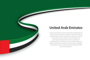 Wave flag of United Arab Emirates with copyspace background vector