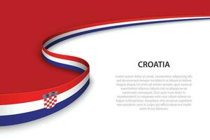Wave flag of Croatia with copyspace background vector