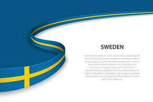 Wave flag of Sweden with copyspace background vector