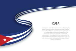 Wave flag of Cuba with copyspace background. vector