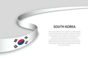Wave flag of South Korea with copyspace background vector