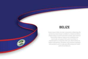 Wave flag of Belize with copyspace background. vector