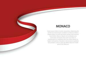 Wave flag of Monaco with copyspace background vector