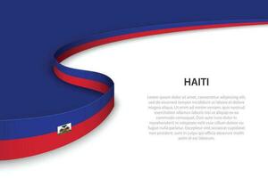 Wave flag of Haiti with copyspace background. vector