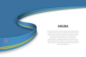 Wave flag of Aruba with copyspace background. vector