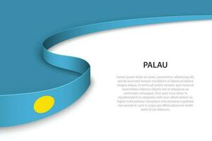 Wave flag of Palau with copyspace background. vector