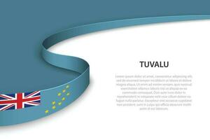 Wave flag of Tuvalu with copyspace background. vector