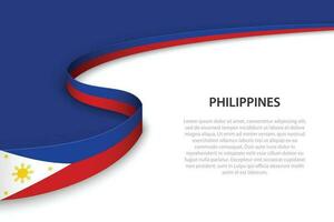 Wave flag of Philippines with copyspace background vector