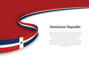 Wave flag of Dominican Republic with copyspace background. vector