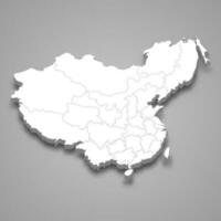 3d isométrica mapa de China qing dinastía aislado con sombra vector