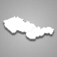 3d isometric map of Czechoslovakia isolated with shadow vector