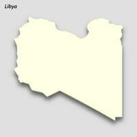 3d isometric map of Libya isolated with shadow vector