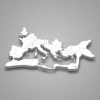 3d isometric map of Roman Empire isolated with shadow vector