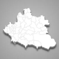 3d isometric map of Polish-Lithuanian Commonwealth isolated with shadow vector