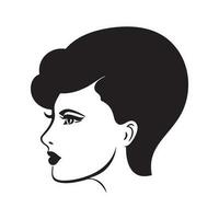 mujer cabeza silueta, cara y pelo Moda icono vector