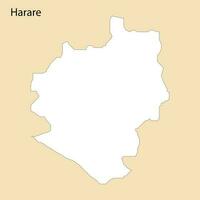 alto calidad mapa de harare es un región de Zimbabue vector